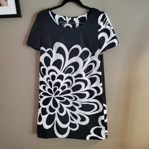 AB Studio Black & Ivory Shift Dress, size 10 - Picture 1 of 16